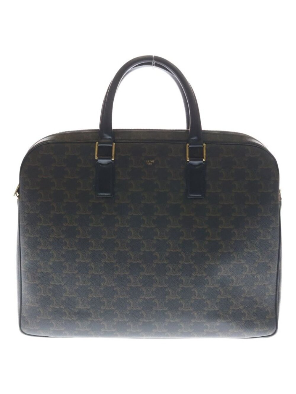 Celine Triomphe Leather Briefcase Business Brown